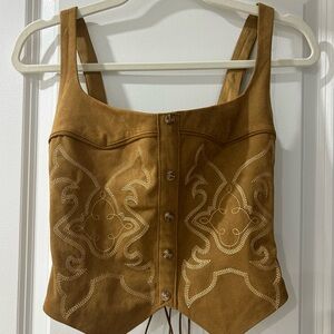 Tic Toc Corset - Brown Western Suede